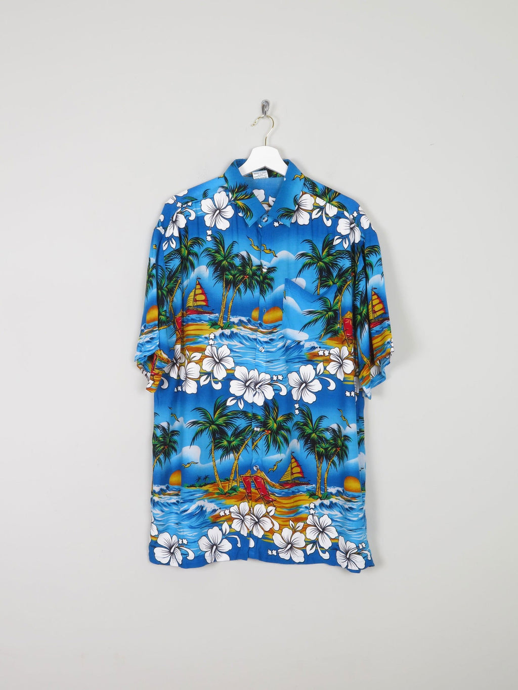 Men's Turquoise Vintage Hawaiian  Shirt XL - The Harlequin