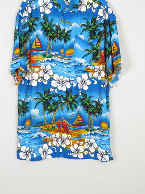 Men's Turquoise Vintage Hawaiian  Shirt XL - The Harlequin