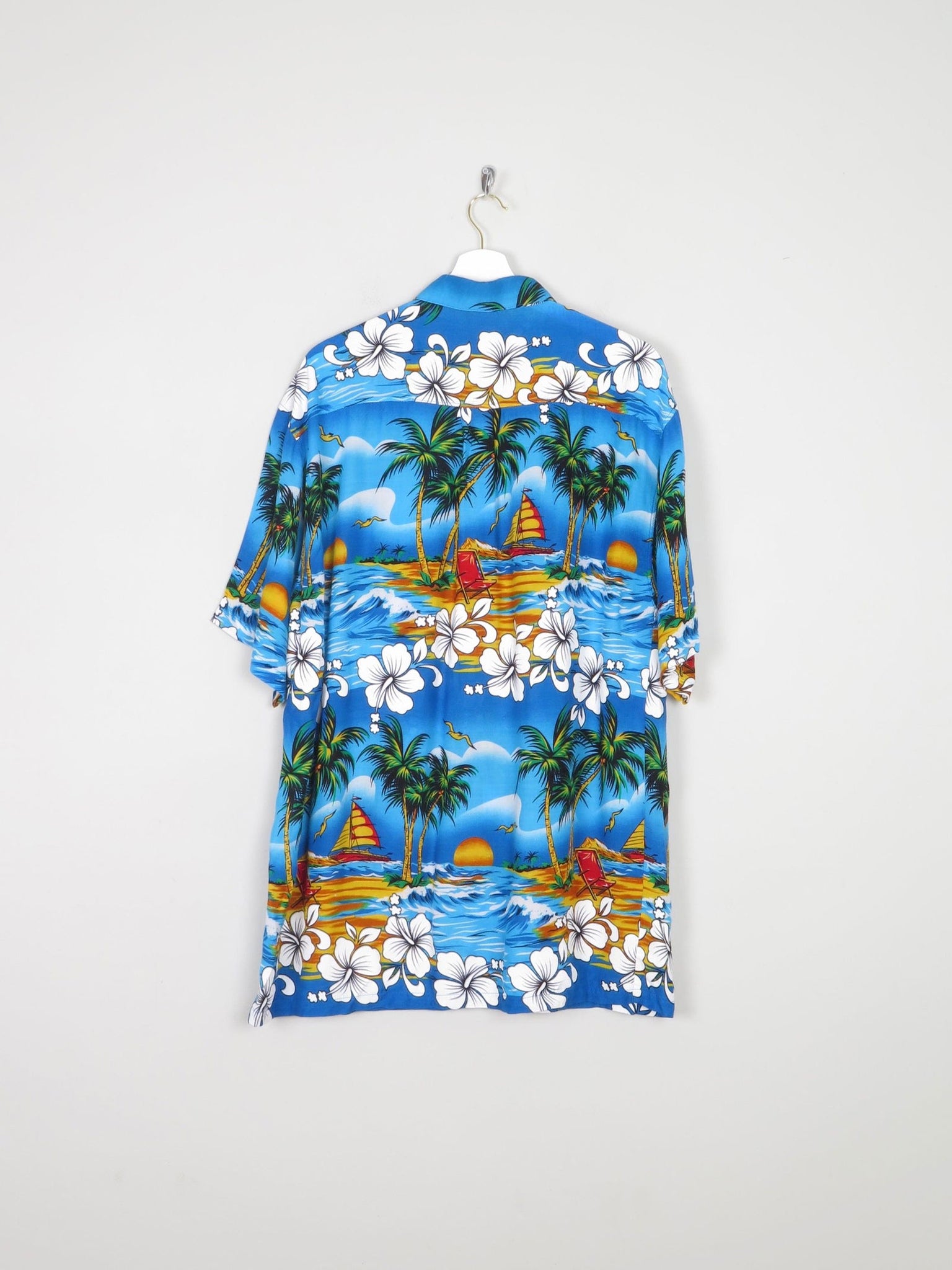 Men's Turquoise Vintage Hawaiian  Shirt XL - The Harlequin