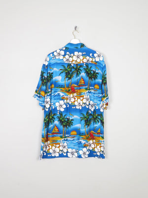 Men's Turquoise Vintage Hawaiian  Shirt XL - The Harlequin