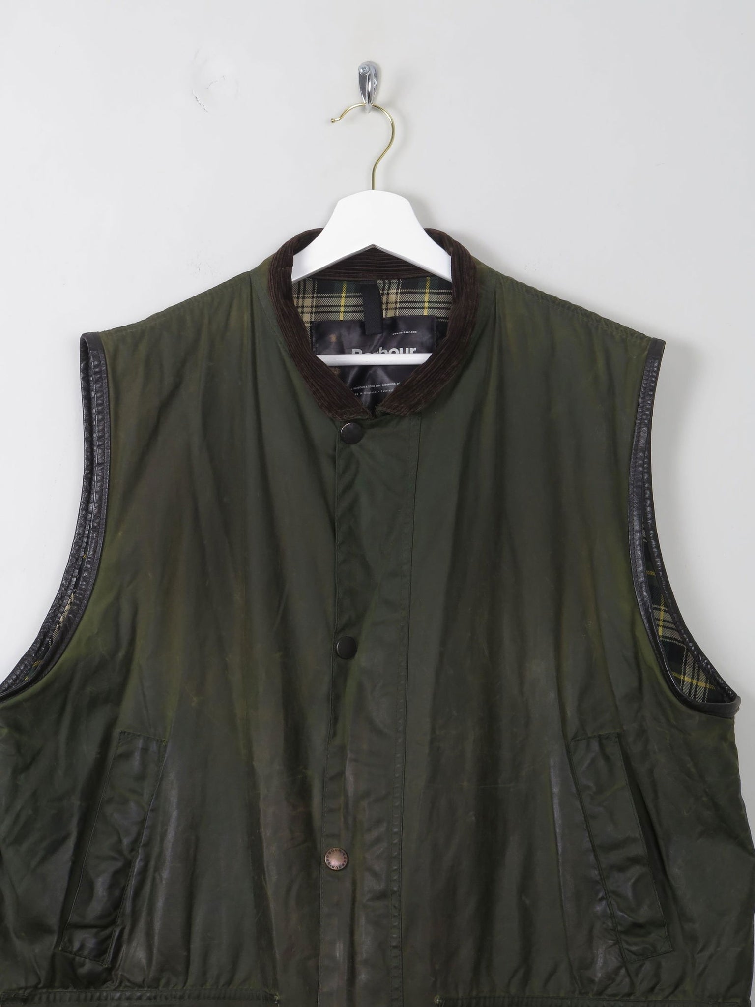 Men's Vintage Barbour Gilet Waxed Green XL - The Harlequin
