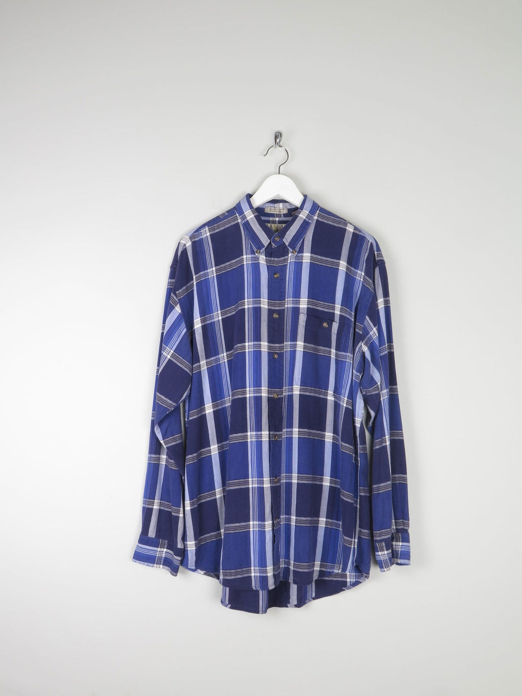 Men's Vintage Bill Blass Bright Blue Check Shirt L - The Harlequin