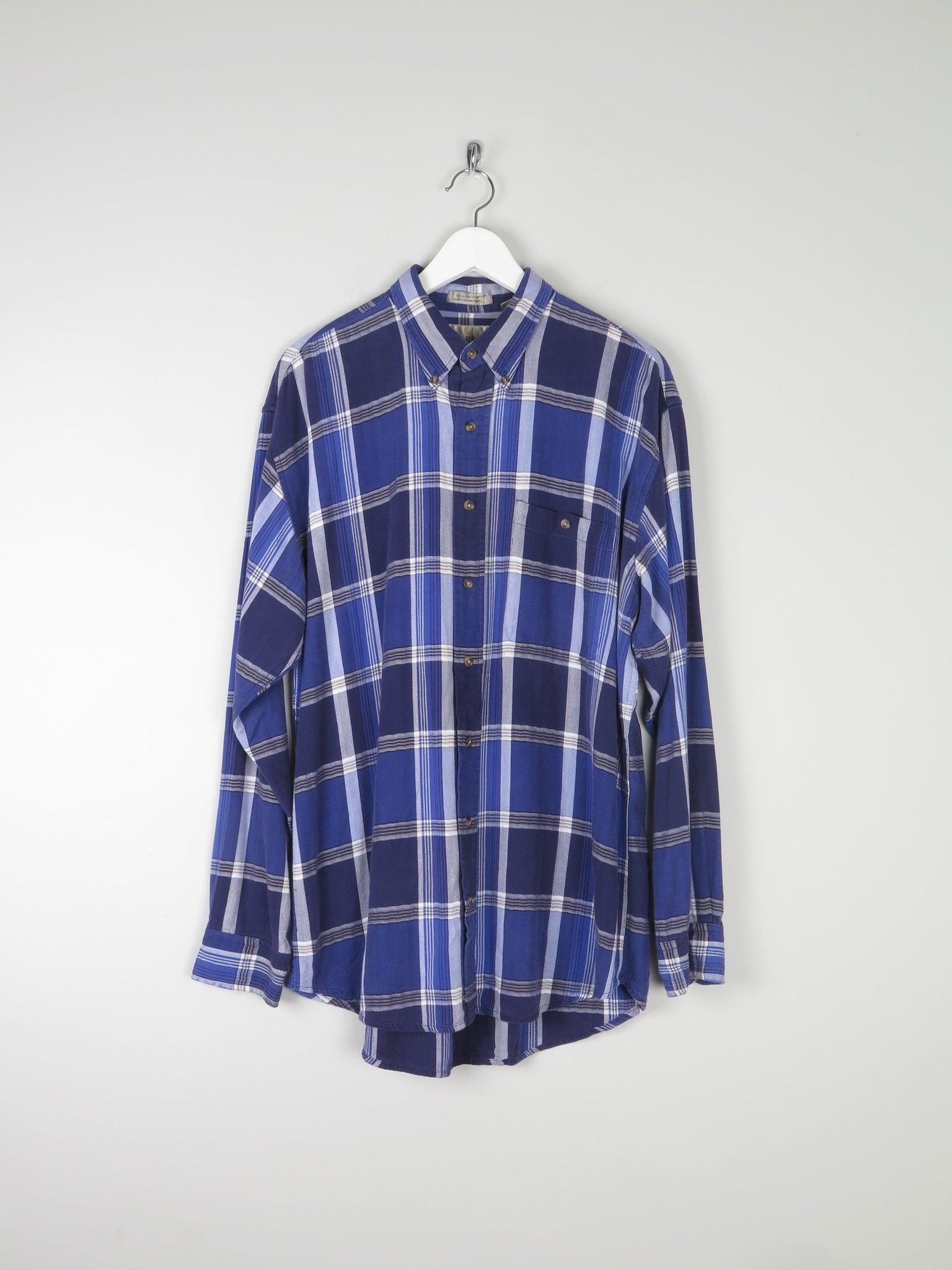 Men's Vintage Bill Blass Bright Blue Check Shirt L - The Harlequin