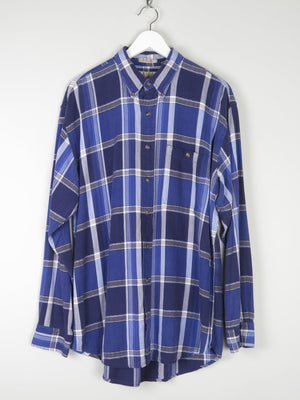 Men's Vintage Bill Blass Bright Blue Check Shirt L - The Harlequin