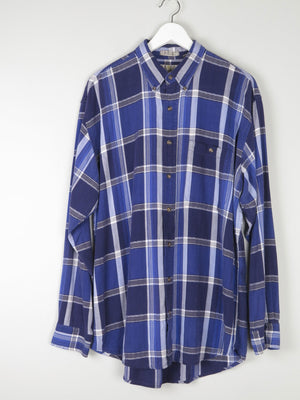 Men's Vintage Bill Blass Bright Blue Check Shirt L - The Harlequin