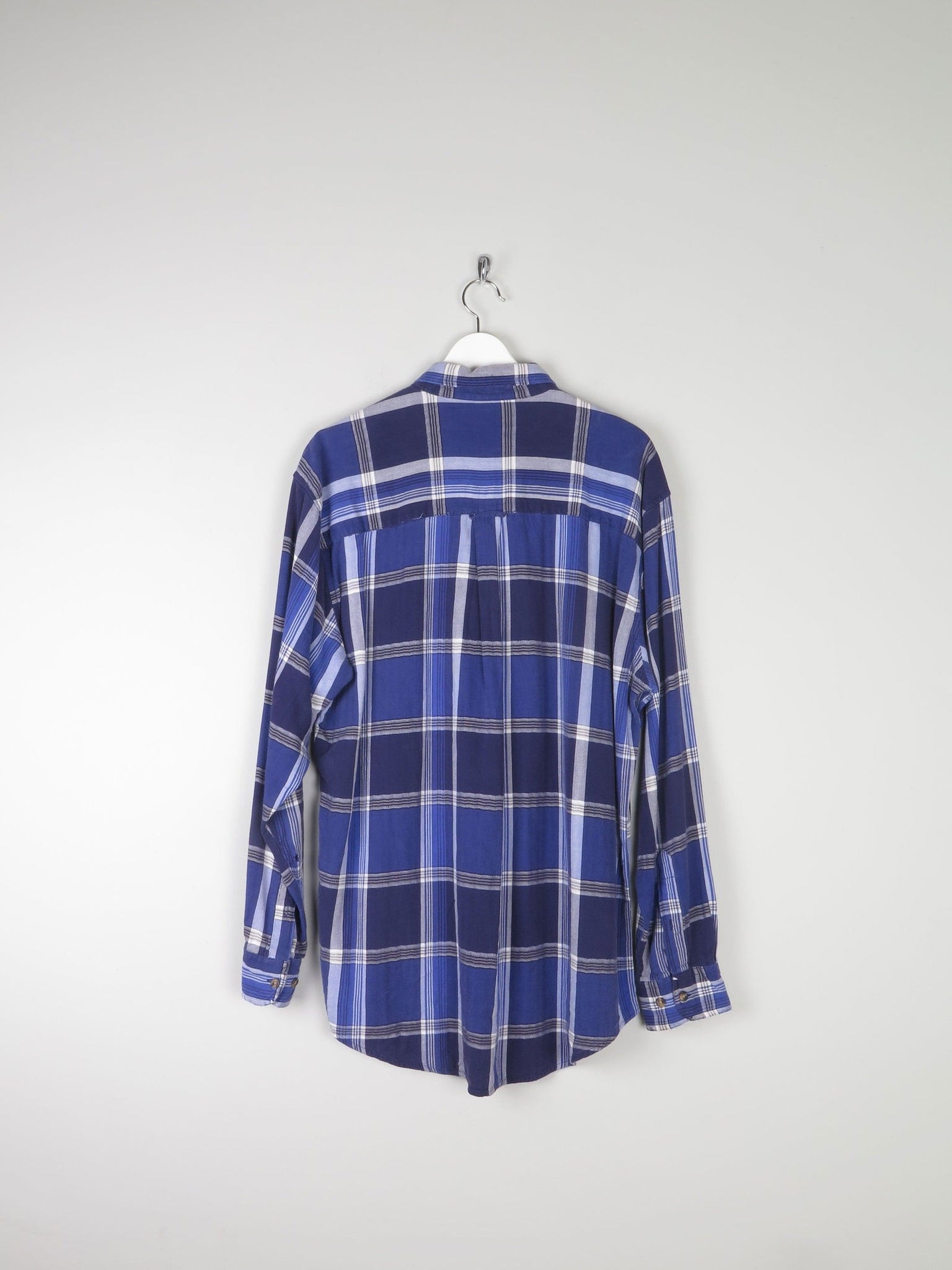 Men's Vintage Bill Blass Bright Blue Check Shirt L - The Harlequin