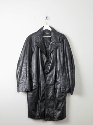 Men's Vintage Black Leather Coat  M - The Harlequin
