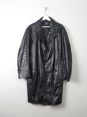 Men's Vintage Black Leather Coat  M - The Harlequin