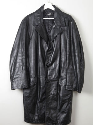 Men's Vintage Black Leather Coat  M - The Harlequin
