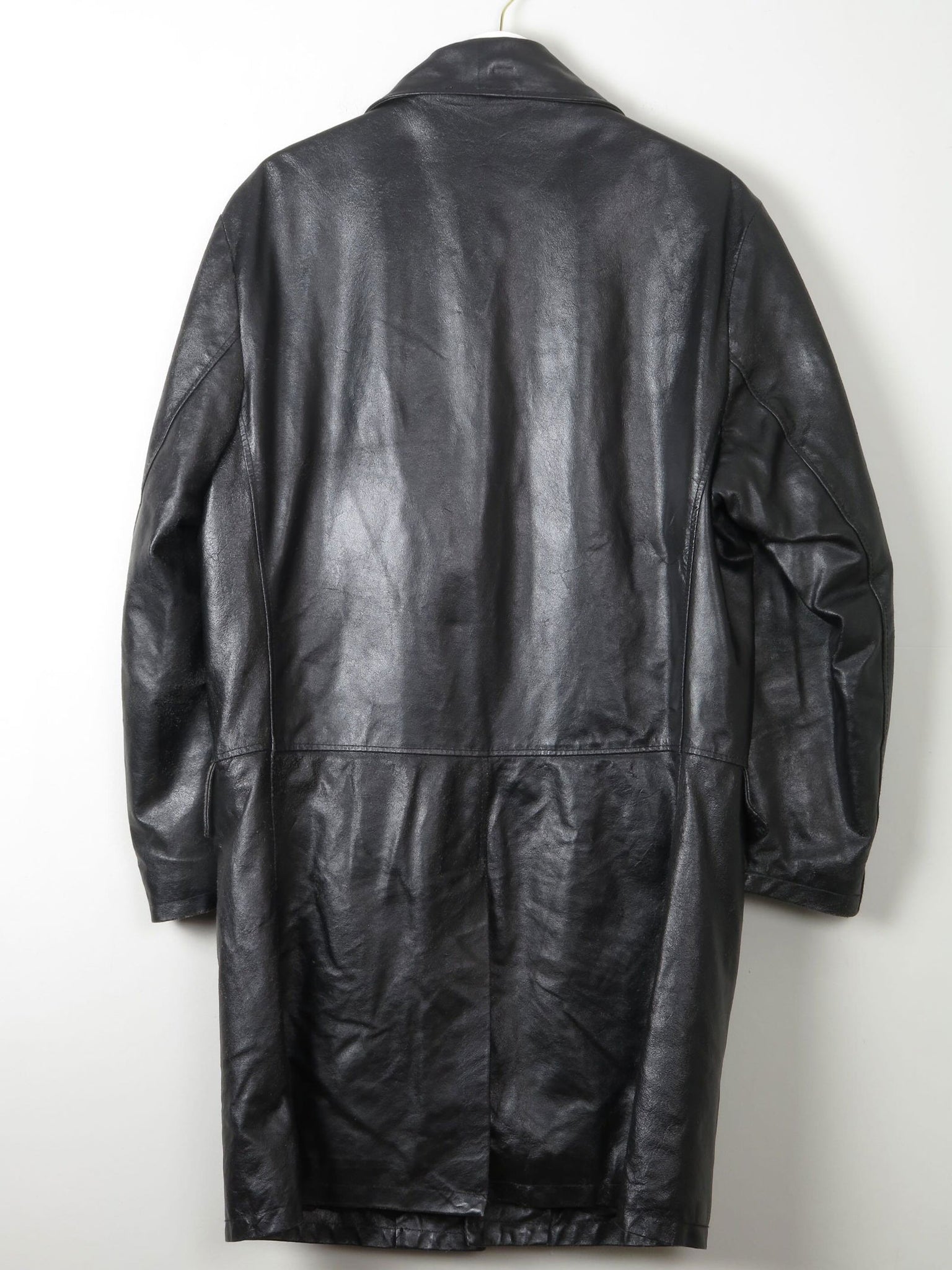 Men's Vintage Black Leather Coat  M - The Harlequin
