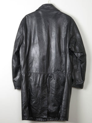 Men's Vintage Black Leather Coat  M - The Harlequin