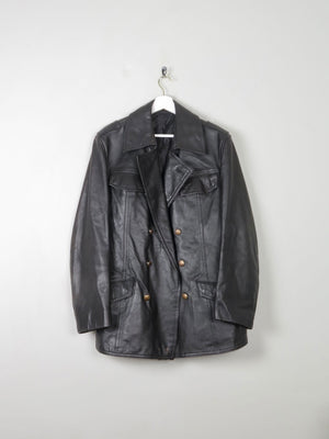 Men's Vintage Black Leather German Police Jacket M - The Harlequin