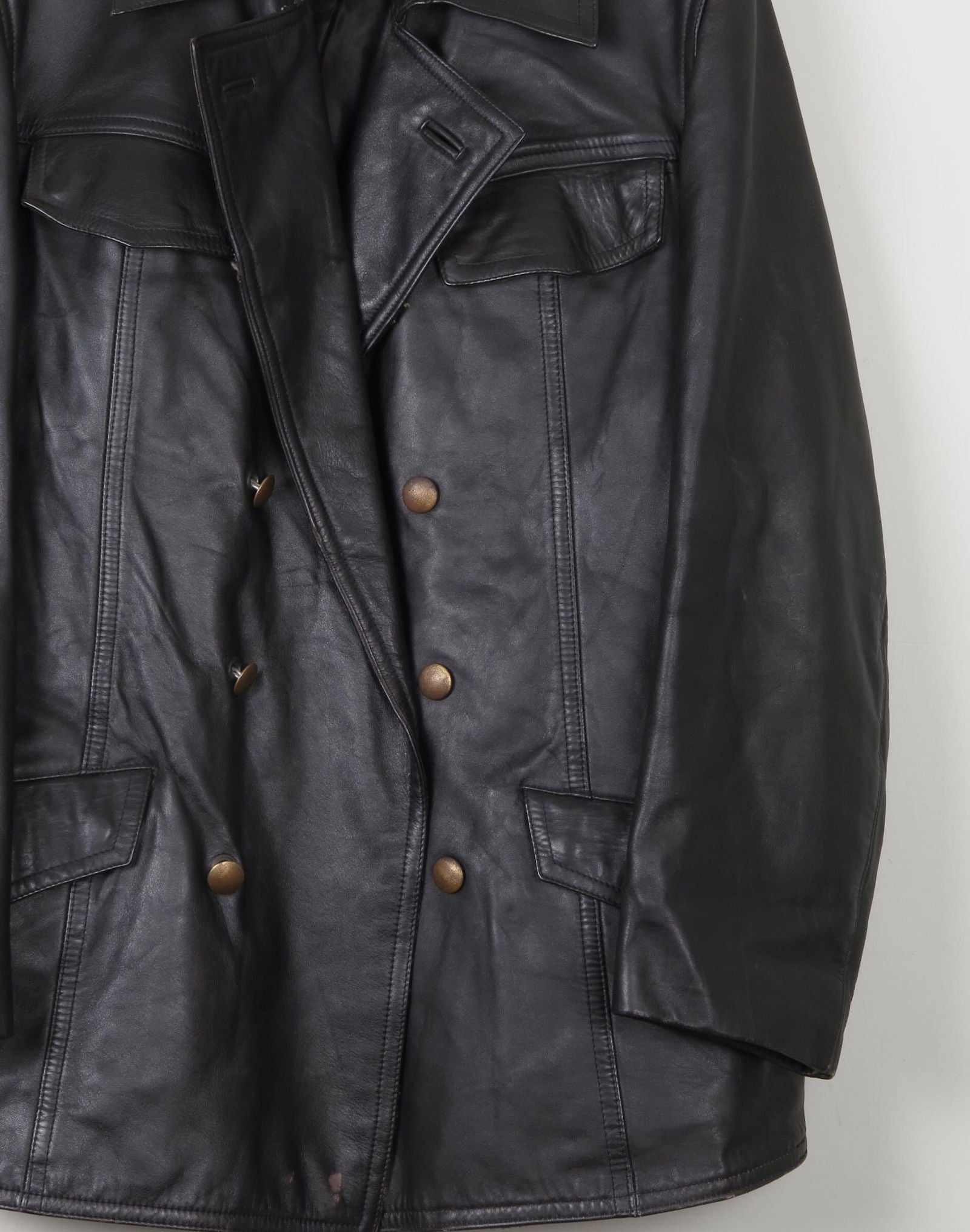 Men's Vintage Black Leather German Police Jacket M - The Harlequin
