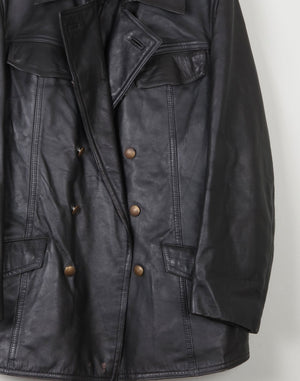 Men's Vintage Black Leather German Police Jacket M - The Harlequin