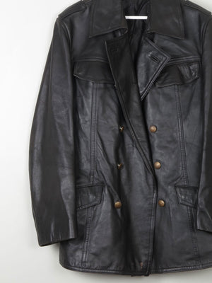 Men's Vintage Black Leather German Police Jacket M - The Harlequin