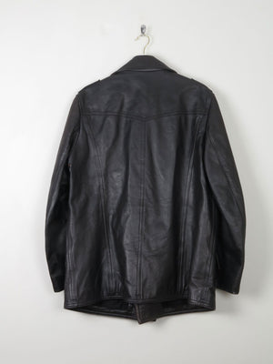 Men's Vintage Black Leather German Police Jacket M - The Harlequin