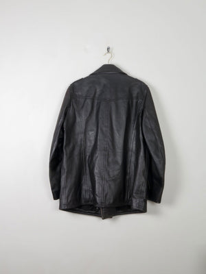 Men's Vintage Black Leather German Police Jacket M - The Harlequin