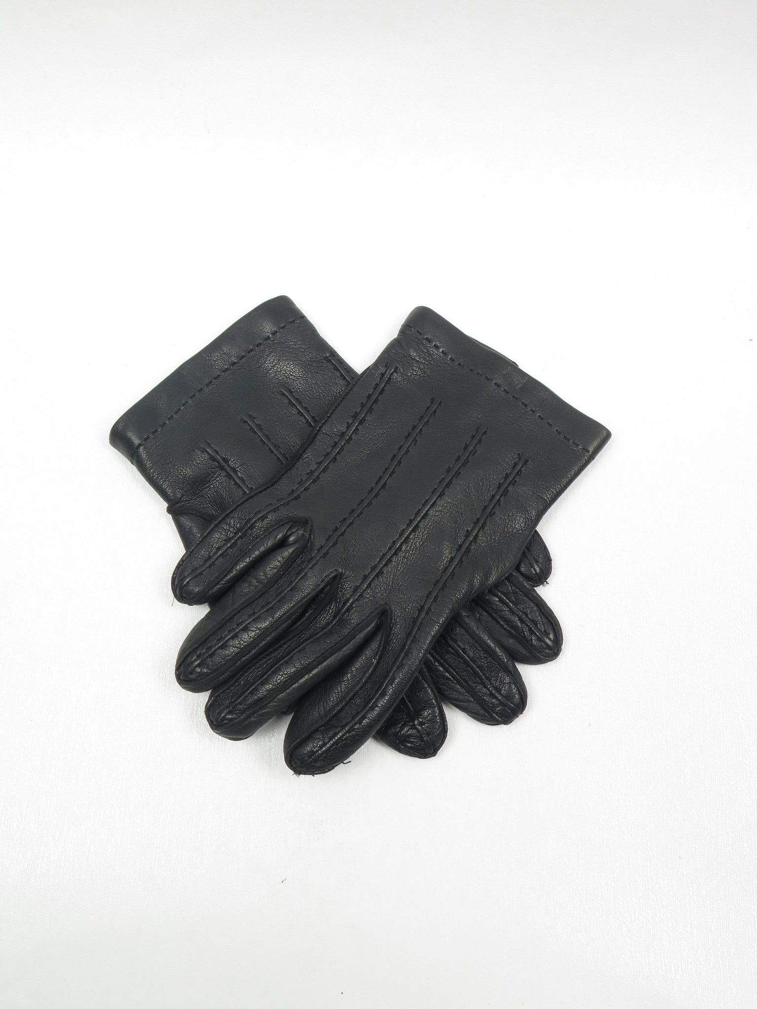 Men's Vintage Black Leather Gloves Size 8 - The Harlequin