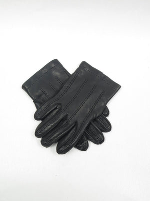 Men's Vintage Black Leather Gloves Size 8 - The Harlequin