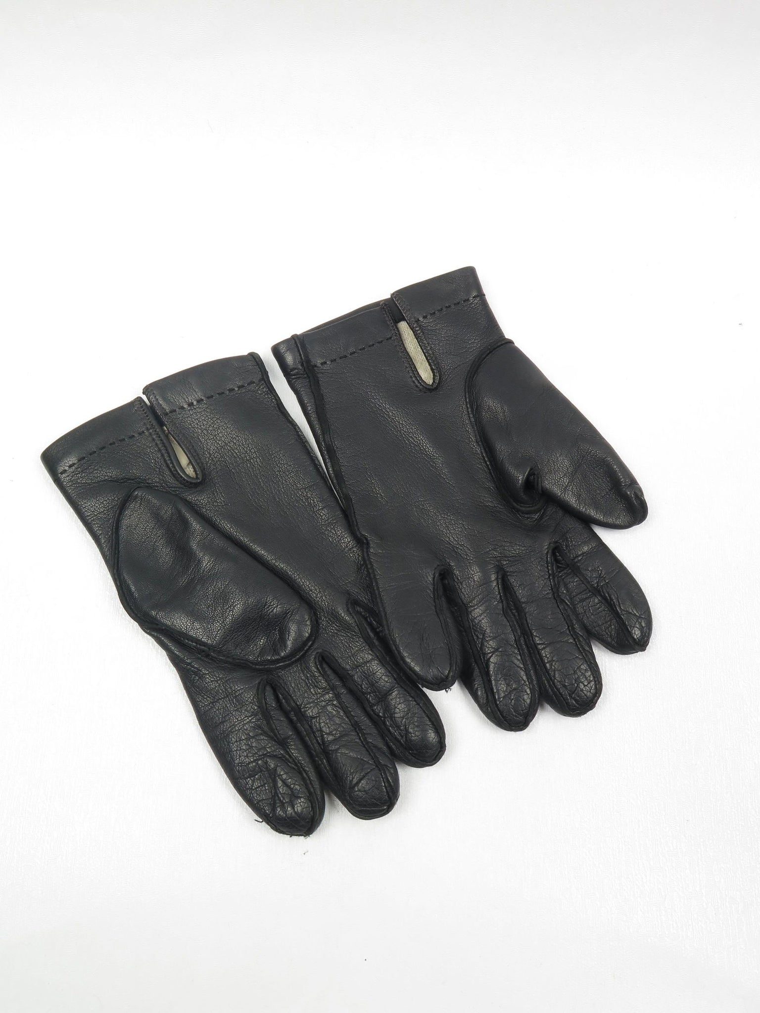 Men's Vintage Black Leather Gloves Size 8 - The Harlequin