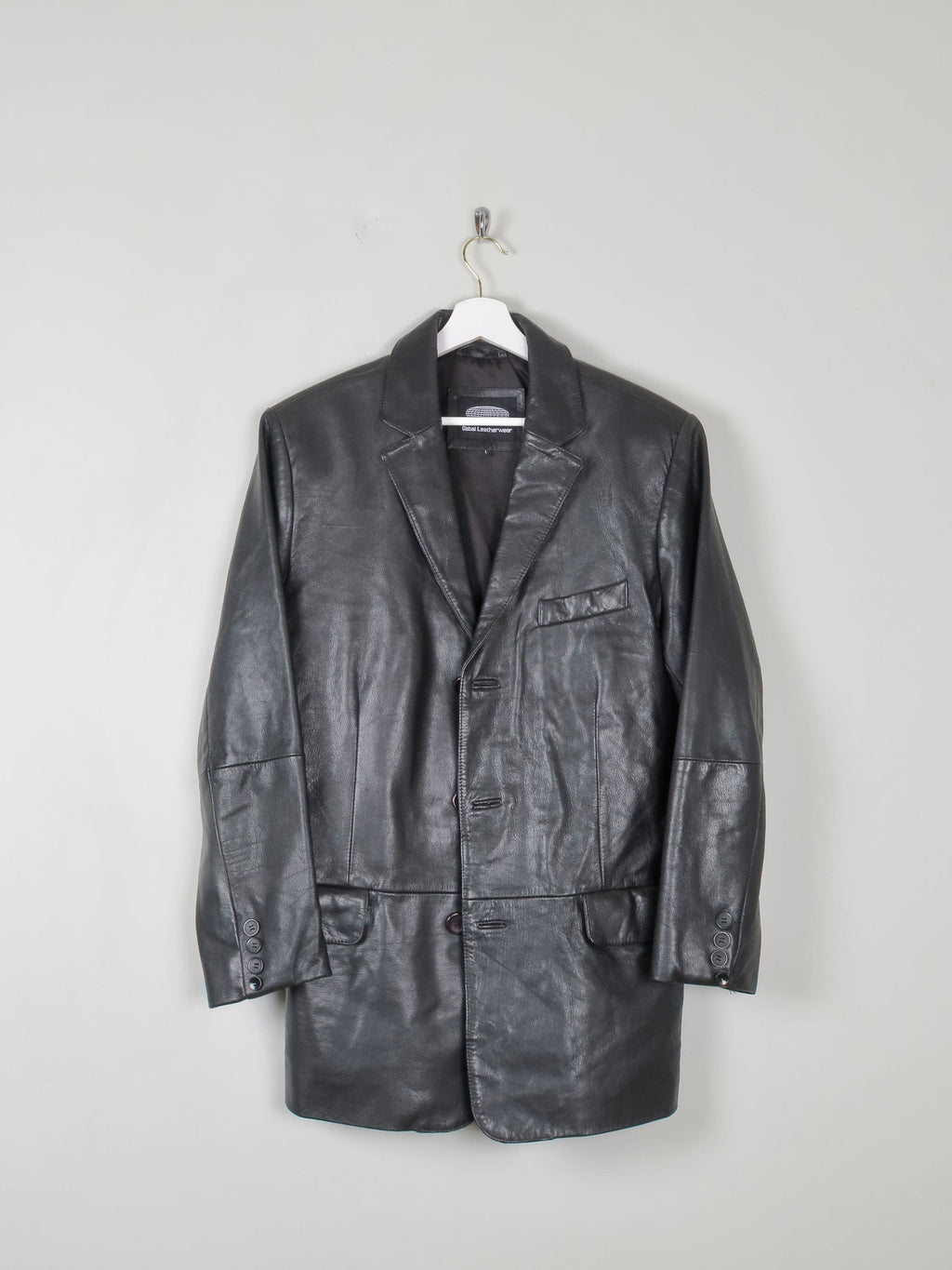 Men's Vintage Black Leather Jacket L - The Harlequin