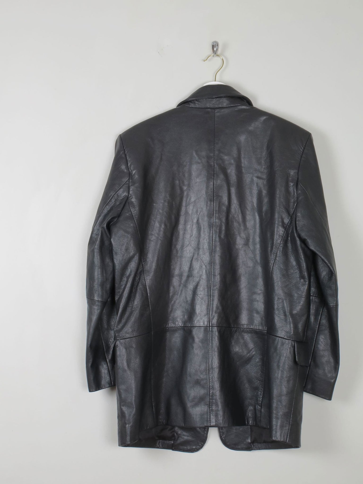 Men's Vintage Black Leather Jacket L - The Harlequin