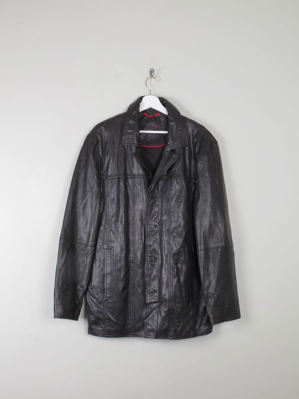 Men's Vintage Black Leather Jacket L - The Harlequin