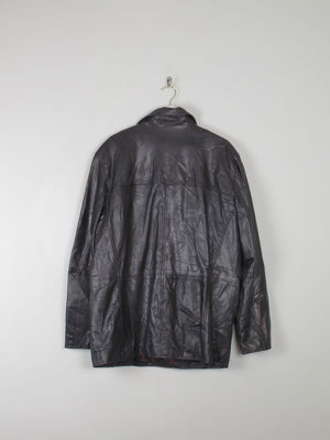 Men's Vintage Black Leather Jacket L - The Harlequin