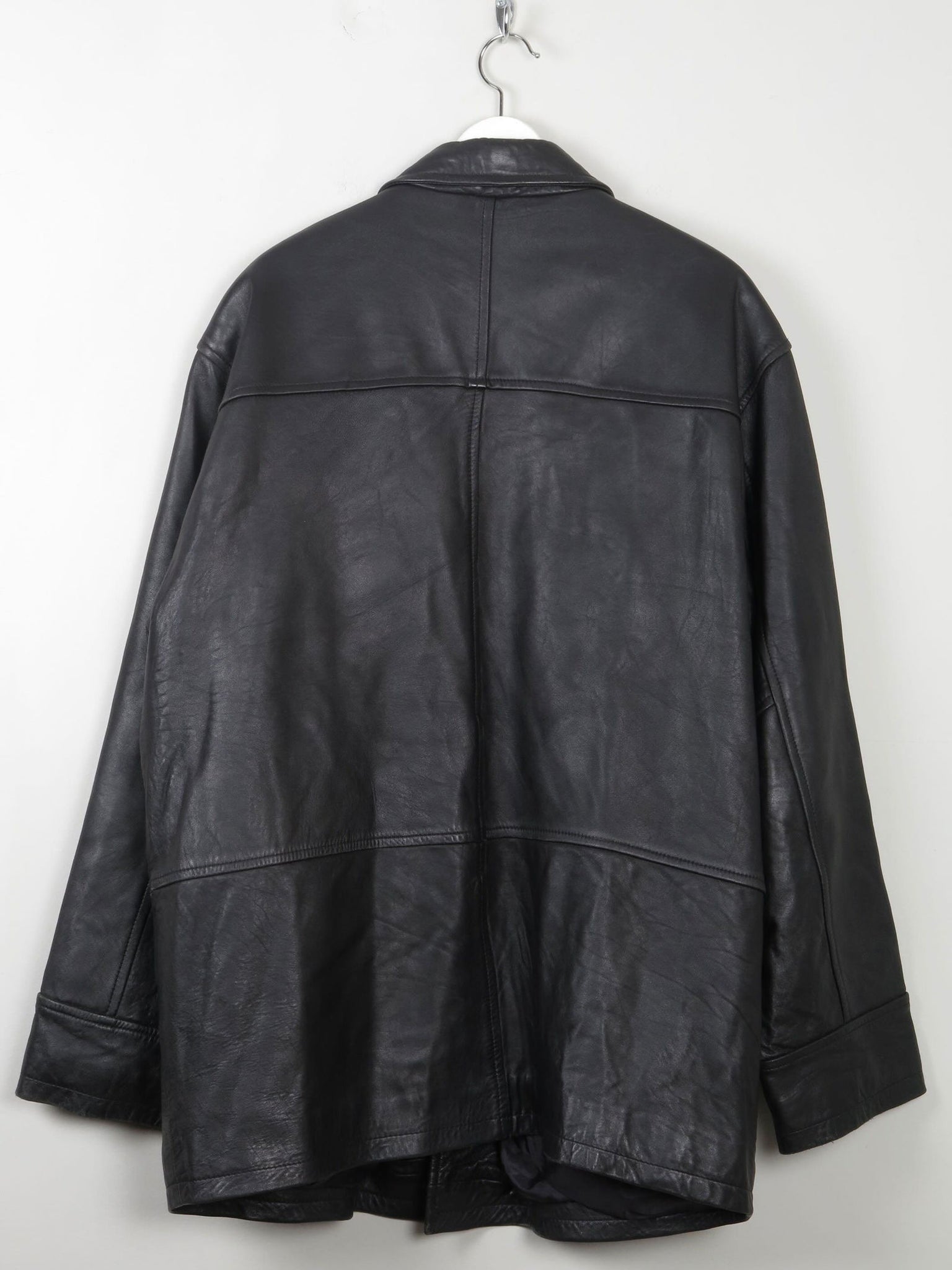 Men's Vintage Black Leather Jacket L - The Harlequin