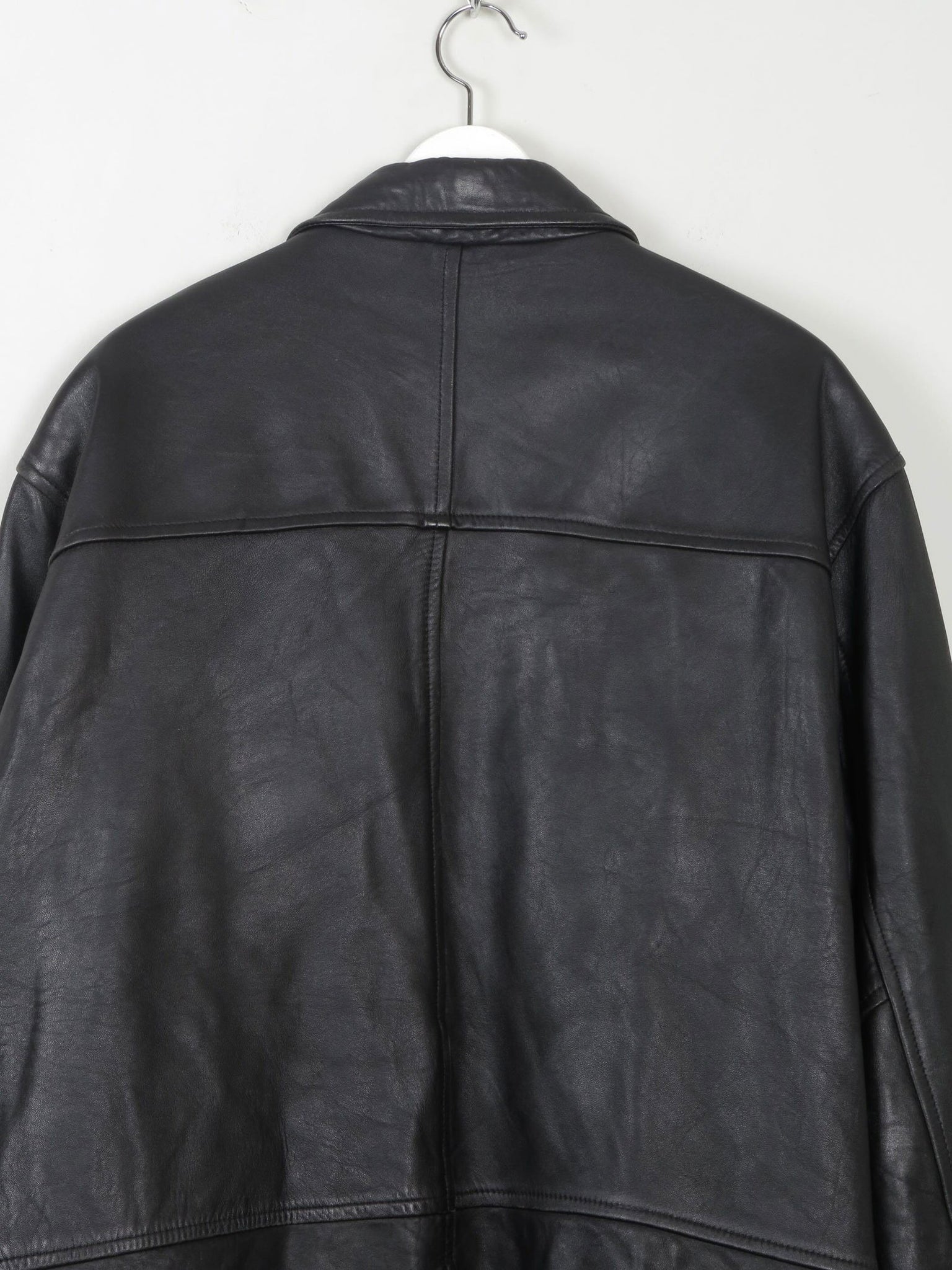 Men's Vintage Black Leather Jacket L - The Harlequin
