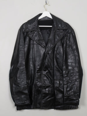 Men's Vintage Black Leather Jacket L - The Harlequin