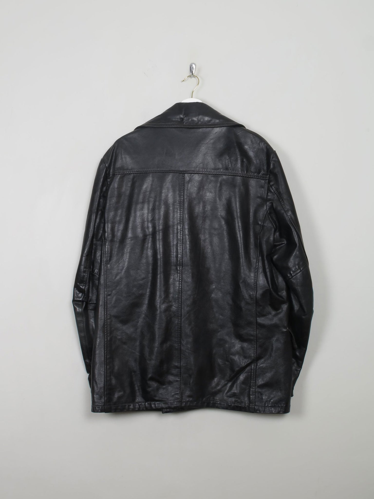 Men's Vintage Black Leather Jacket L - The Harlequin