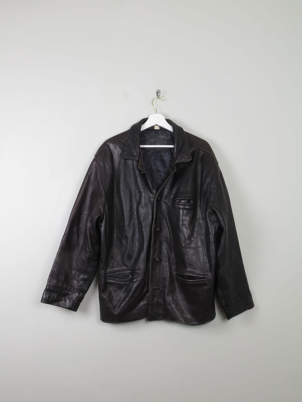 Men's Vintage Black Leather Jacket M - The Harlequin