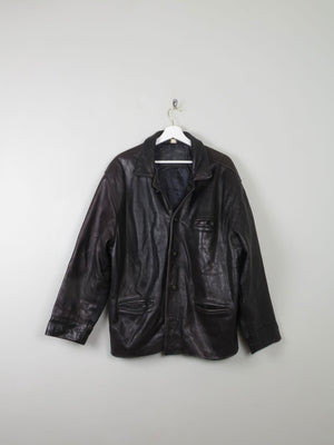 Men's Vintage Black Leather Jacket M - The Harlequin