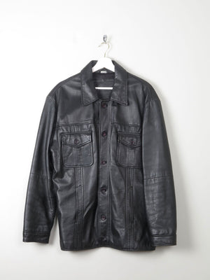 Men's Vintage Black Leather Jacket M - The Harlequin