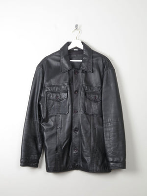 Men's Vintage Black Leather Jacket M - The Harlequin