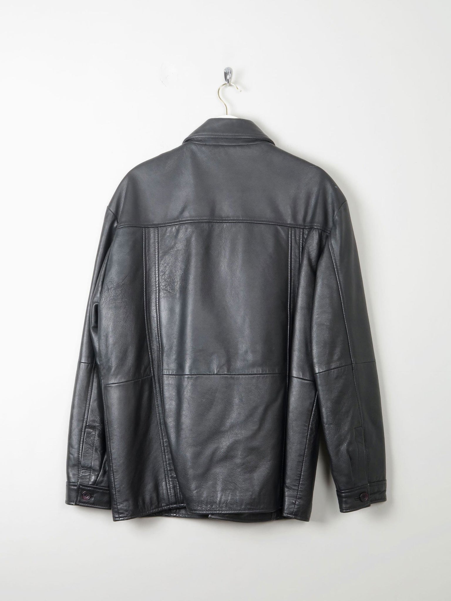 Men's Vintage Black Leather Jacket M - The Harlequin
