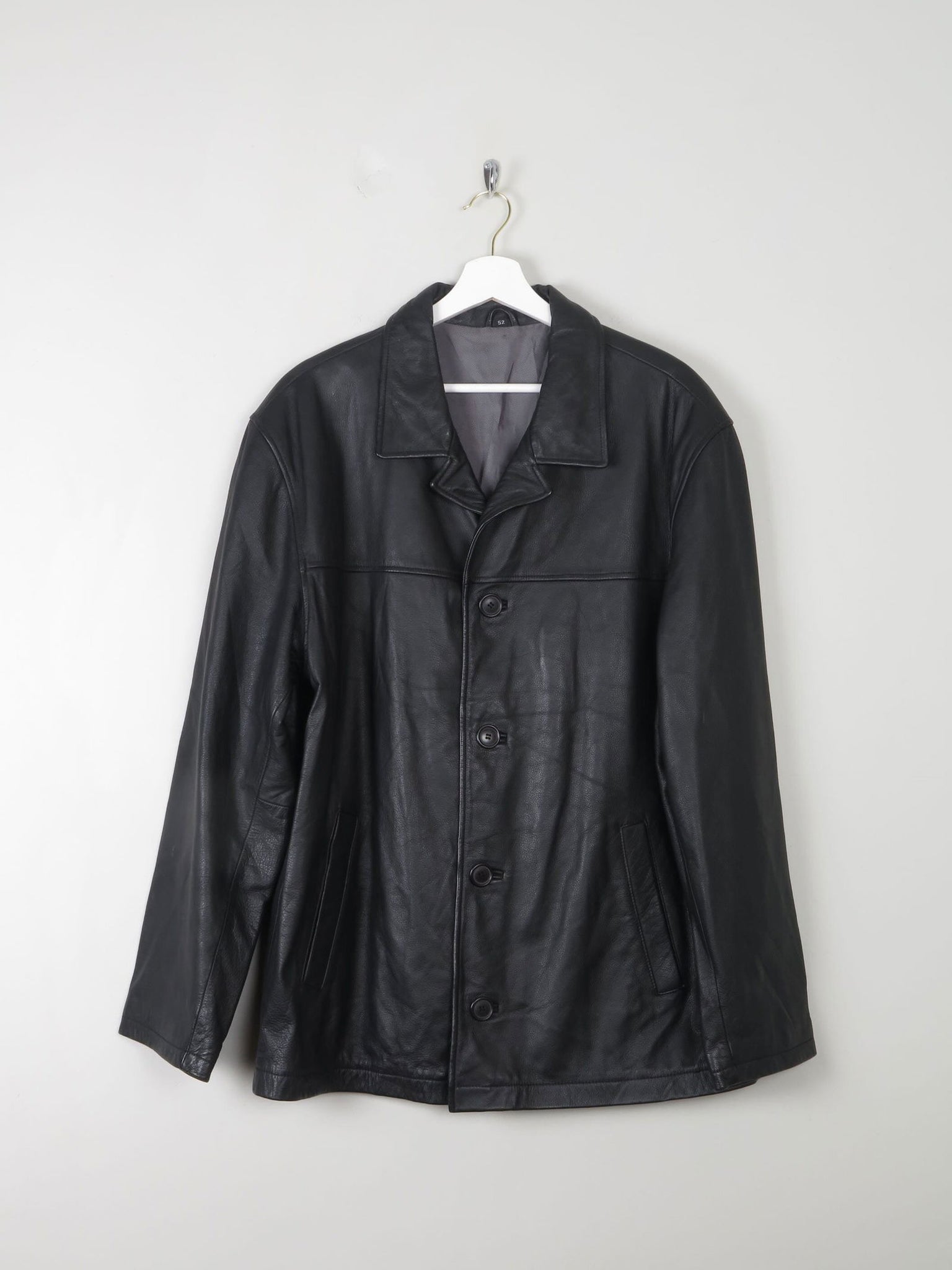 Men's Vintage Black Leather Jacket M Relaxed Fit - The Harlequin