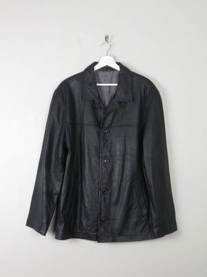 Men's Vintage Black Leather Jacket M Relaxed Fit - The Harlequin