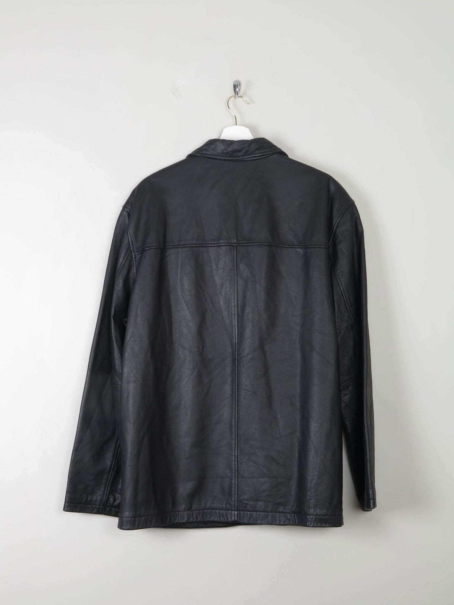 Men's Vintage Black Leather Jacket M Relaxed Fit - The Harlequin