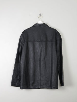 Men's Vintage Black Leather Jacket M Relaxed Fit - The Harlequin