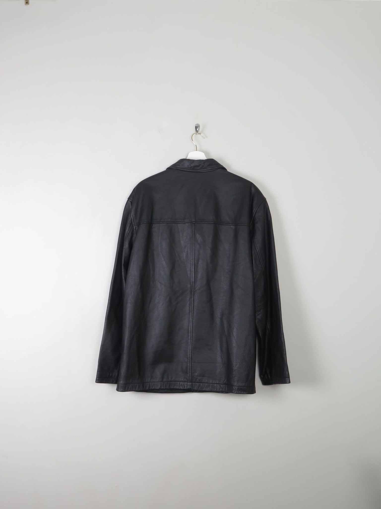 Men's Vintage Black Leather Jacket M Relaxed Fit - The Harlequin