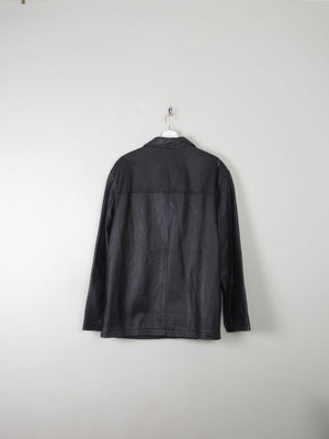 Men's Vintage Black Leather Jacket M Relaxed Fit - The Harlequin