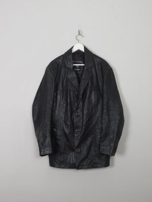 Men's Vintage Black Leather Jacket S - The Harlequin