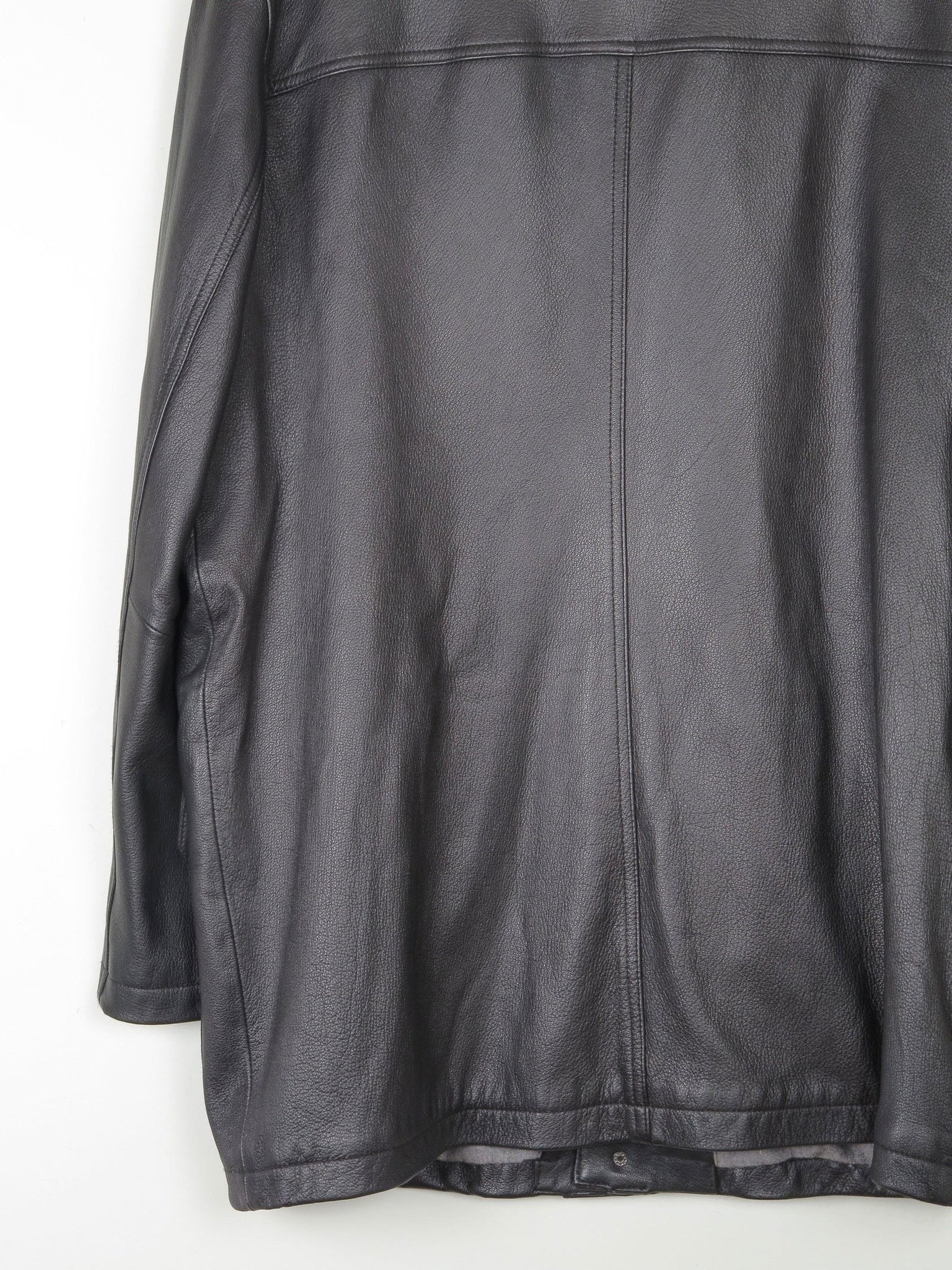 Men’s Vintage Black Leather Parka Style Long Jacket L - The Harlequin