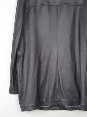 Men’s Vintage Black Leather Parka Style Long Jacket L - The Harlequin