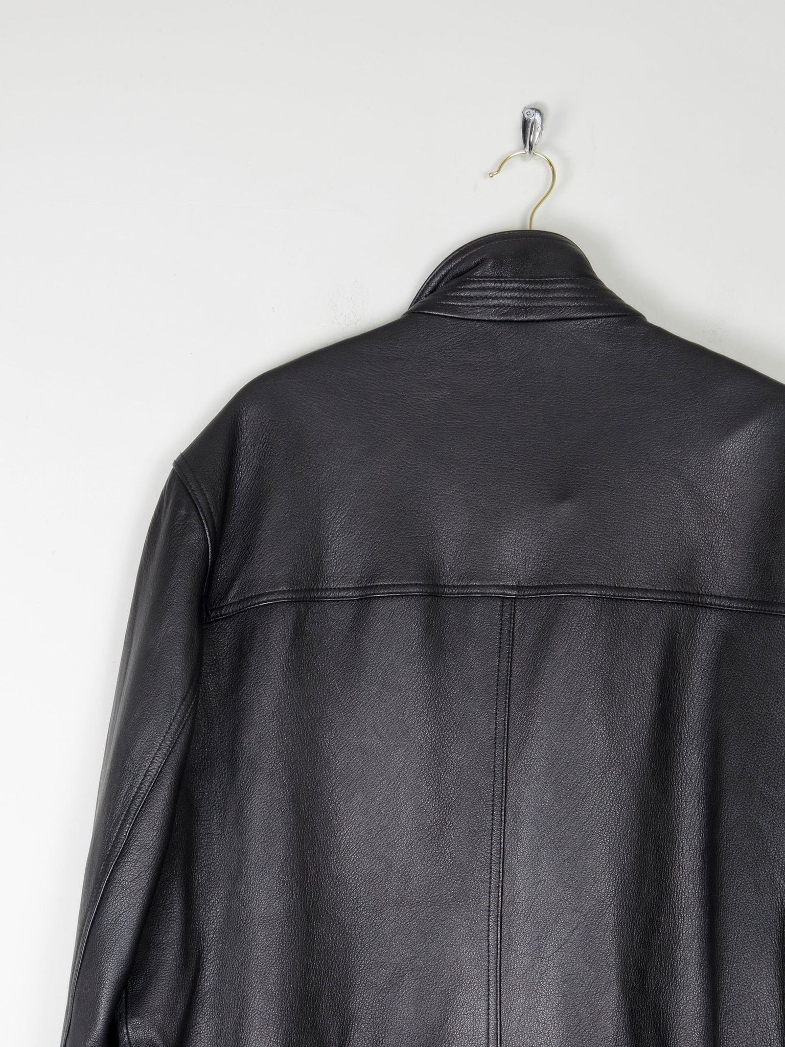 Men’s Vintage Black Leather Parka Style Long Jacket L - The Harlequin