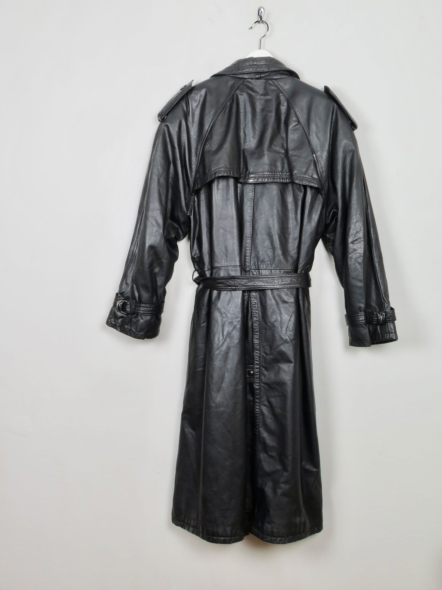 Men's Vintage Black Leather Trench Coat M/L - The Harlequin