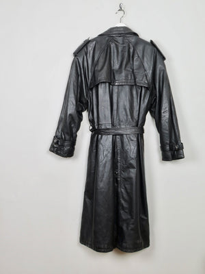 Men's Vintage Black Leather Trench Coat M/L - The Harlequin