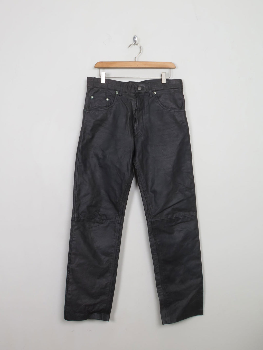 Men's Vintage Black Leather Trousers 34W - The Harlequin